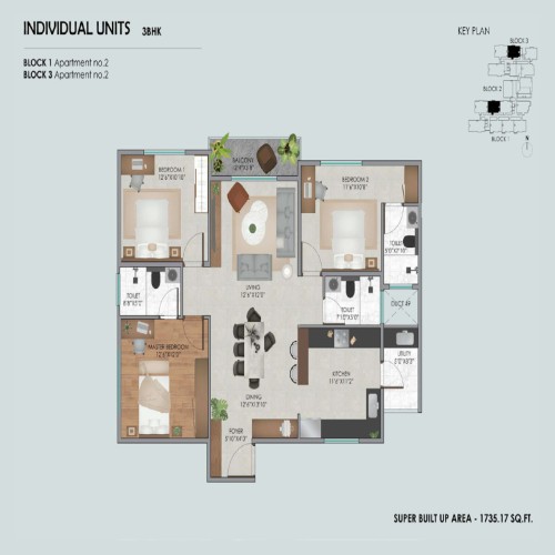 3BHK - 1735 Sqft