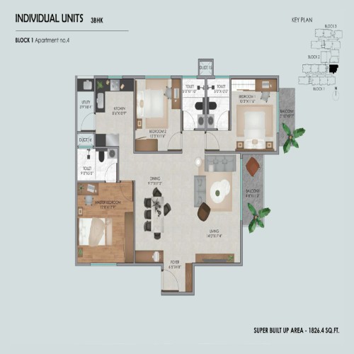 3BHK - 1826 Sqft