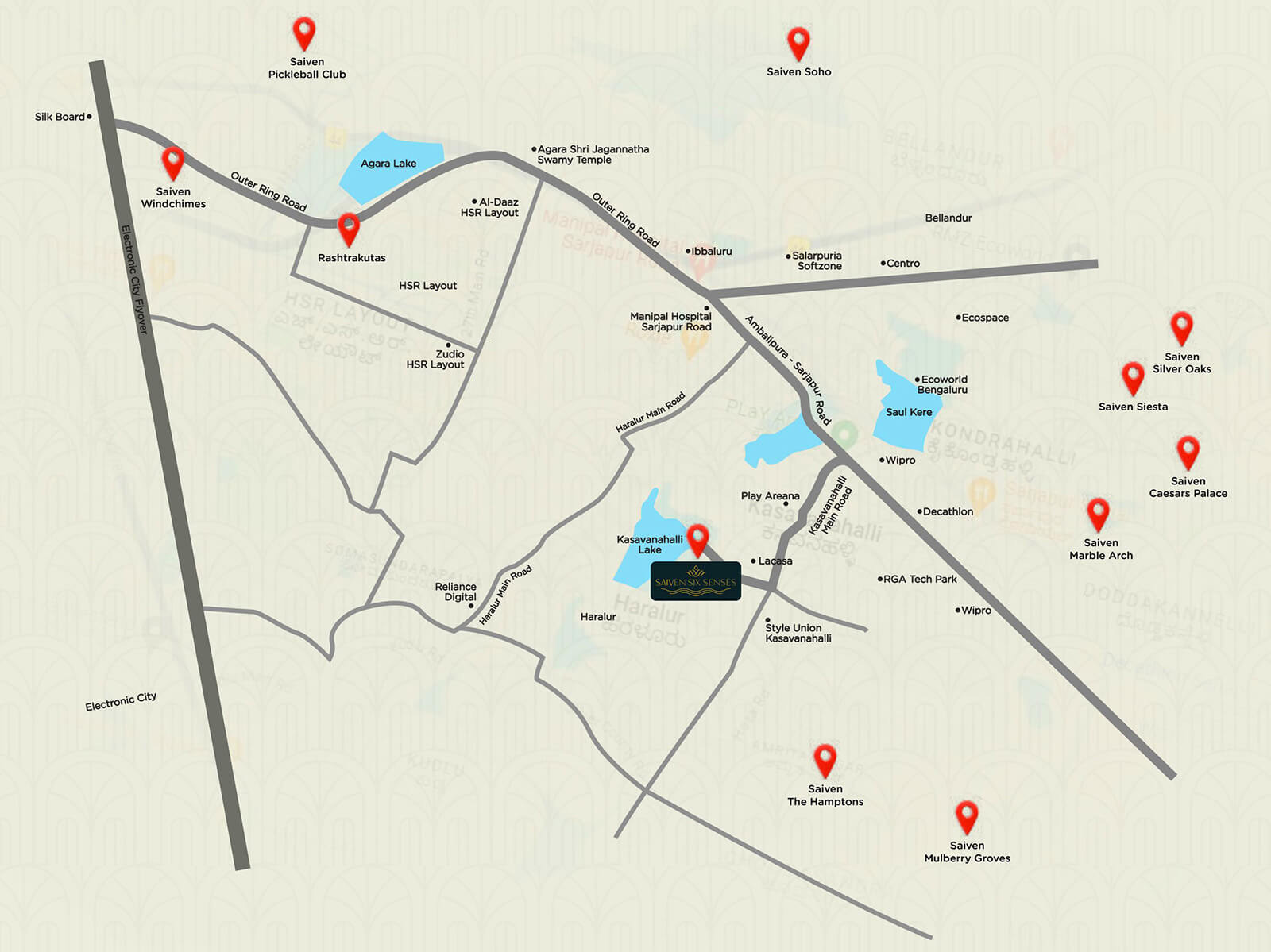 Luxury 3BHK & 4BHK Apartments On Sarjapur Road Bangalore - Location Map